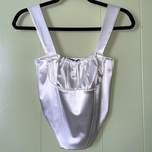 NWT Posh Posh Juniors White Bustier Corset Top | Wide Band Strap | Large